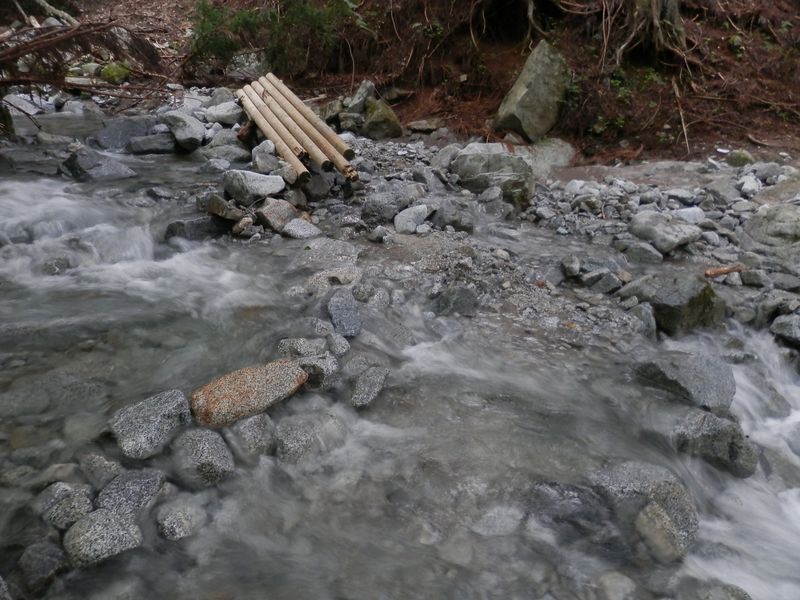 石で渡渉路が作られている