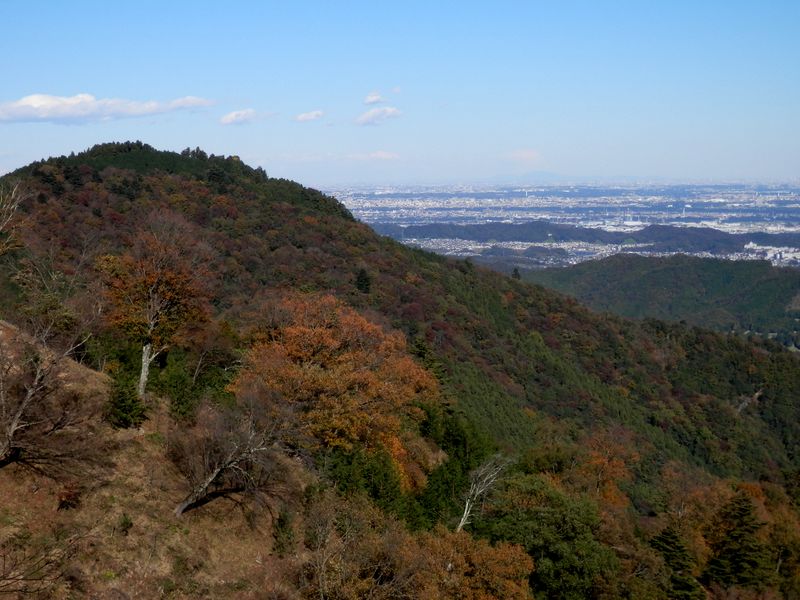 弁天御髪尾根 -- 鐘ヶ嶽の右遠方に筑波山を望む