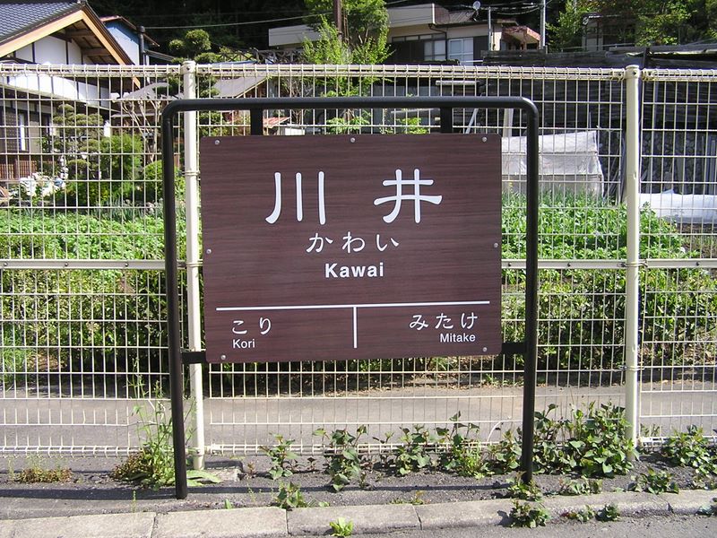 棒ノ折山から岩茸石山 -- 奥多摩線川井駅に到着