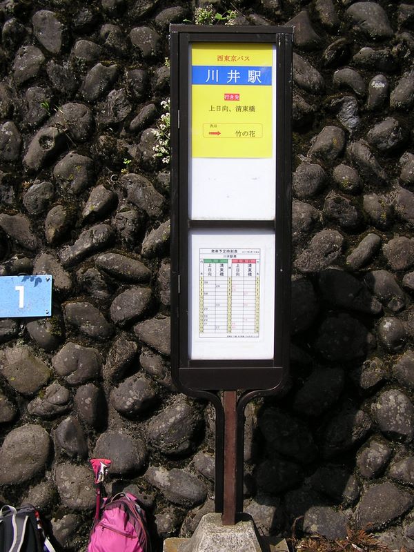 棒ノ折山から岩茸石山 -- 川井駅バス停