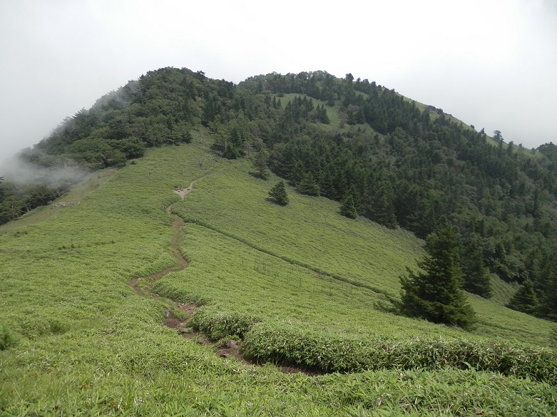 熊沢山南面より、石丸峠と天狗棚山を望む