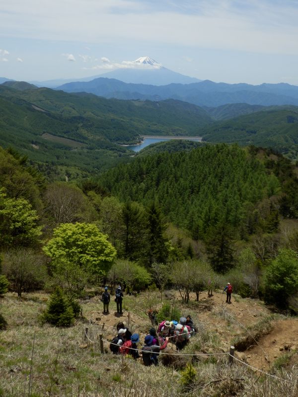富士山と大菩薩湖が縦に並ぶ