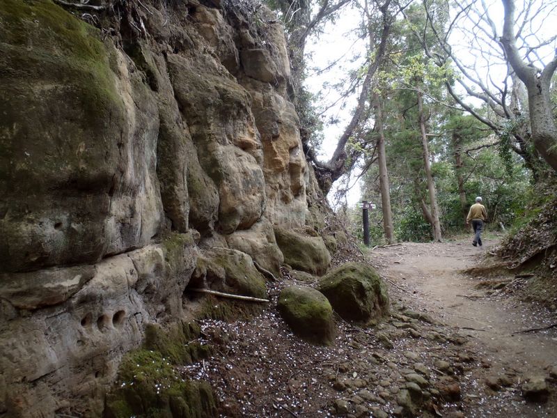 風化した切通し