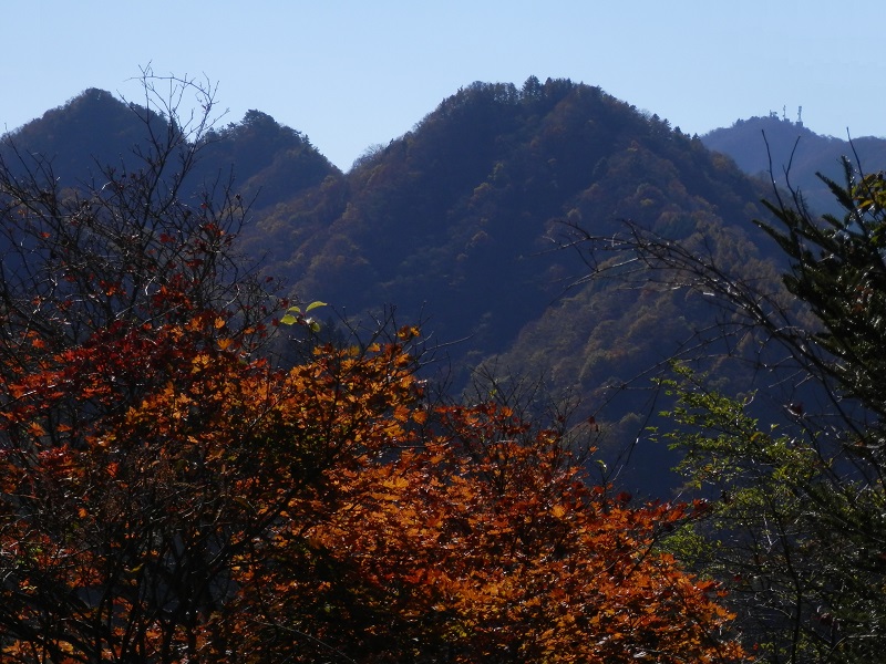 分岐点より、大山三峰山と大山をズームイン