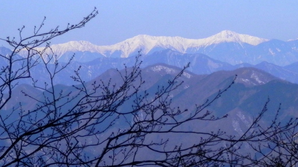 黍殻山より、白峰三山を望む