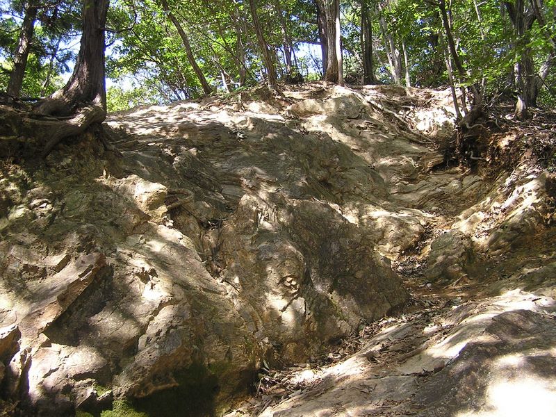 日和田山 -- 岩場には大きなホールドが切ってあるので、小学生でも楽に登れる