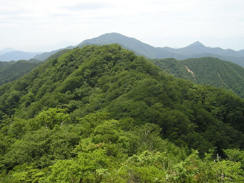 本社ヶ丸 -- 岩のテラスより、清八山を望む