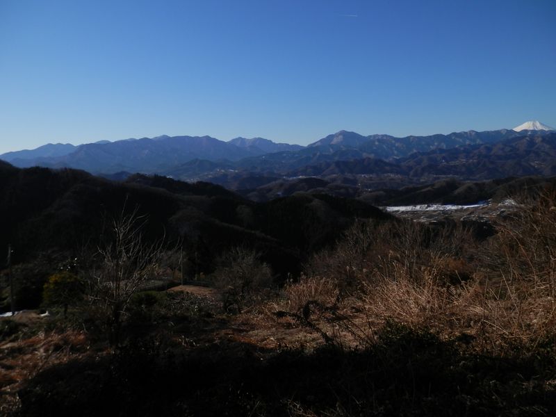 丹沢山塊と富士山を望む
