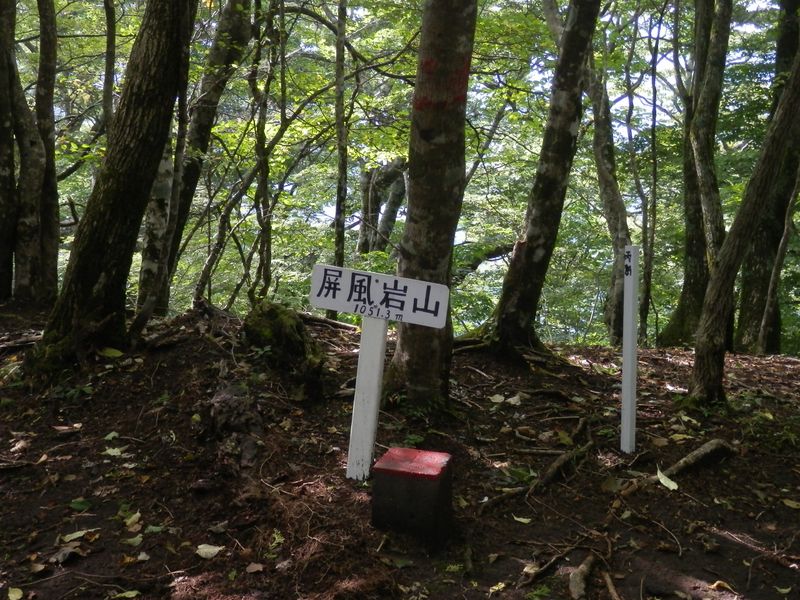 屏風岩山の三角点にタッチ