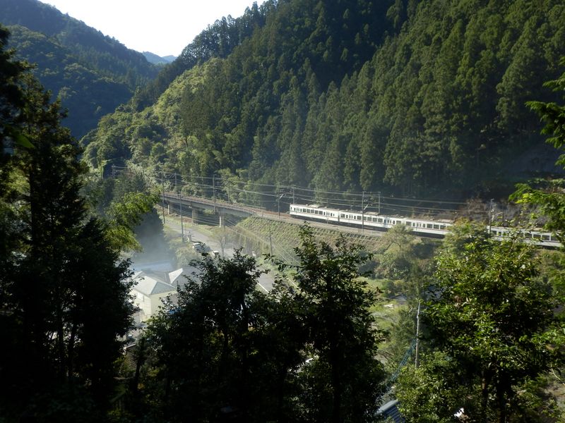 山中に響き渡る電車の音