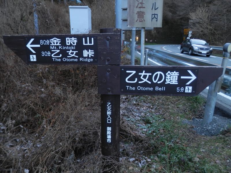 乙女峠に向かって登山開始