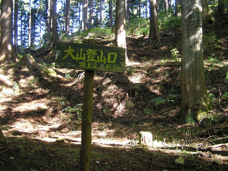 大山北尾根 登山口にて、これより頂上まで？時間