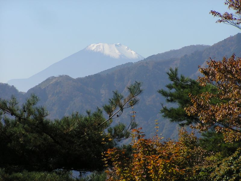ようやく富士山が姿を見せる（ミズヒの頭付近）