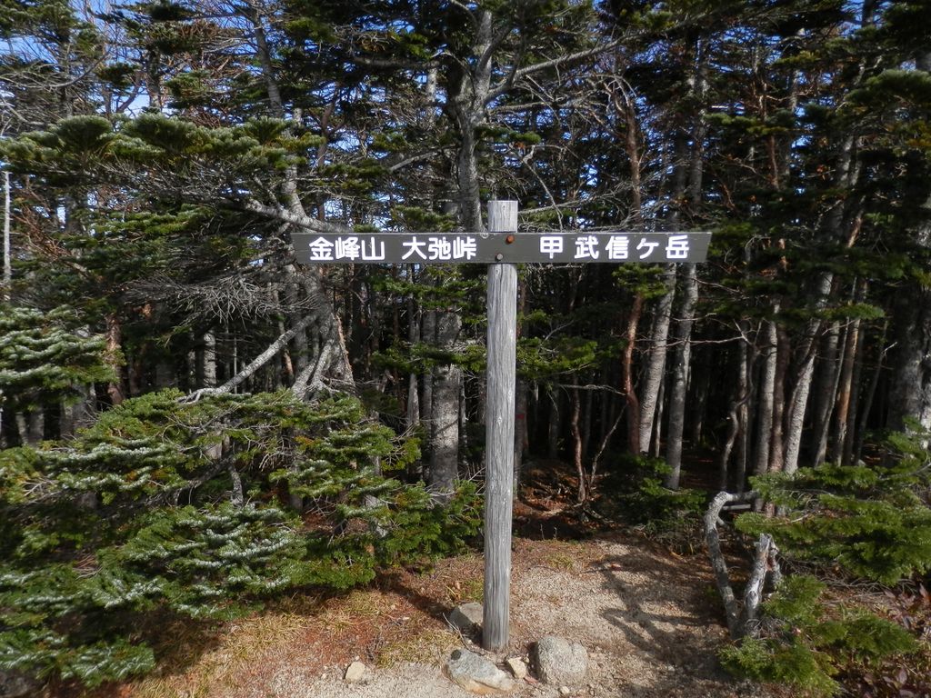 国師ヶ岳山頂は、奥秩父主脈の縦走路にある