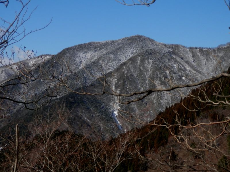 後沢乗越より、檜岳を望む