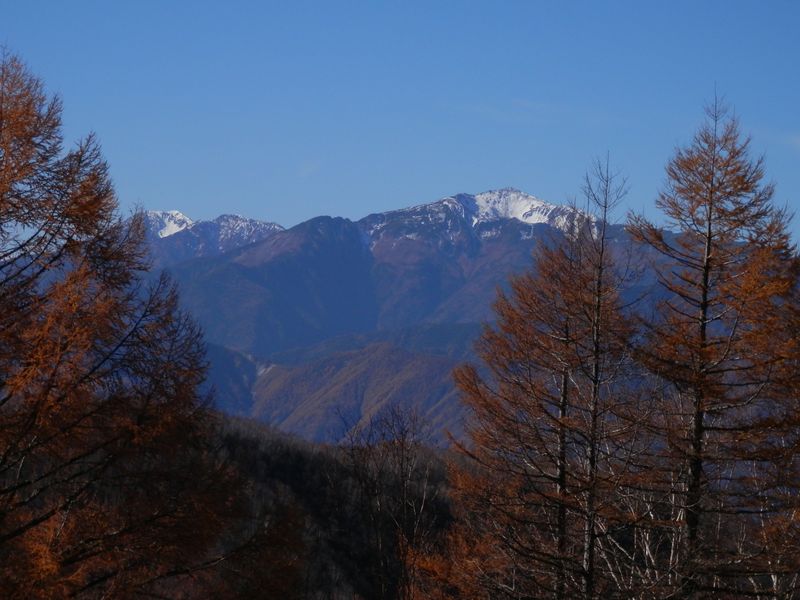 裸山より、赤石岳（左）と悪沢岳（右）を望む