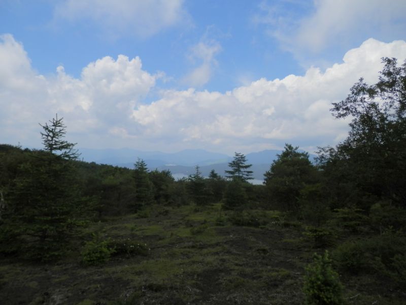 山中湖が辛うじて見えた