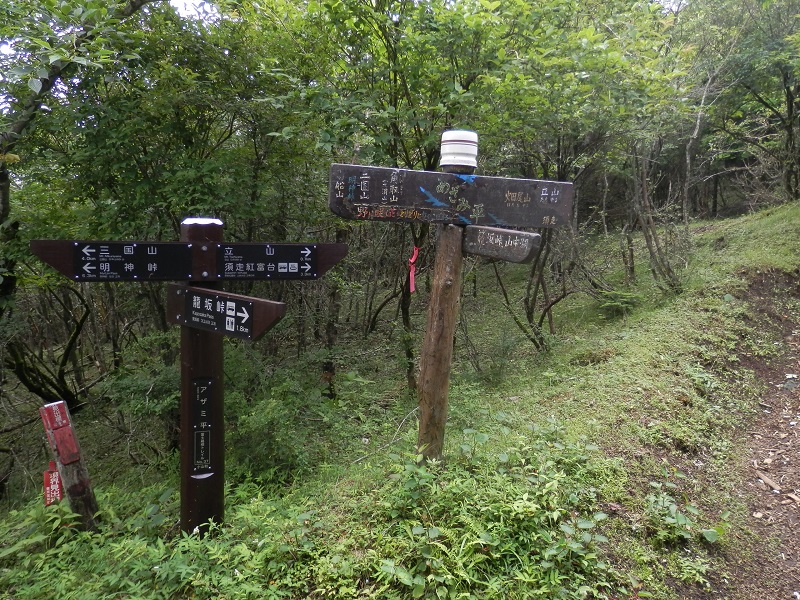 アザミ平に立つ二つの道標