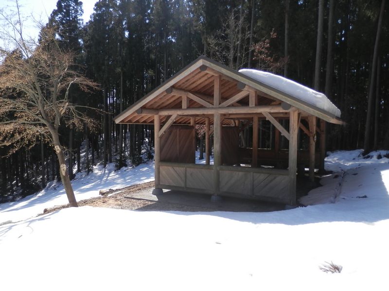 屋根の北面だけに残った雪