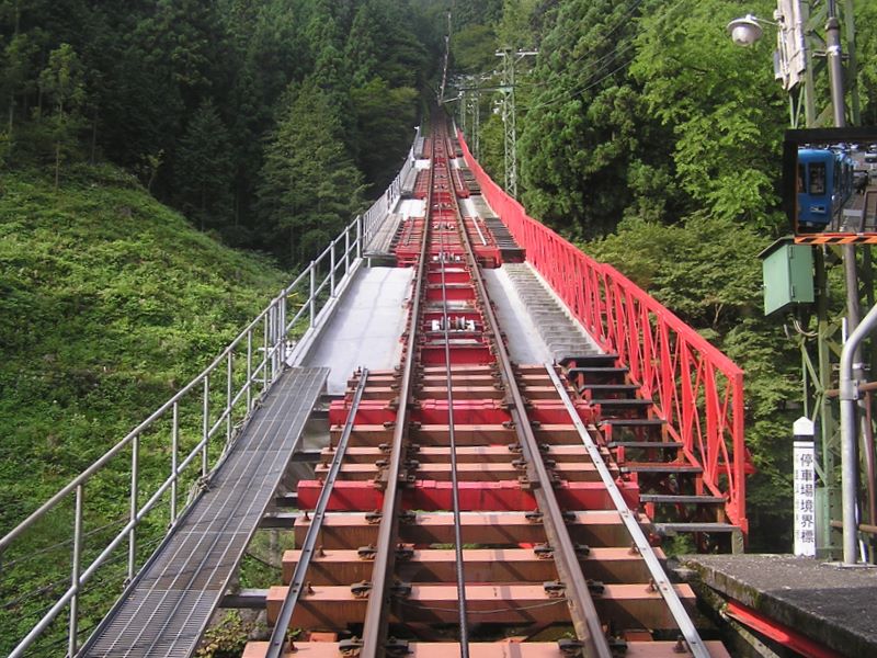 御岳平から大岳山 -- ケーブルカーの最前部からの眺め