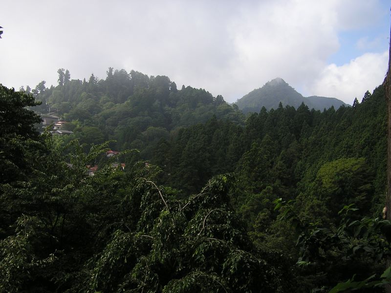 御岳平から大岳山 -- 表参道より御岳山と奥の院とを望む
