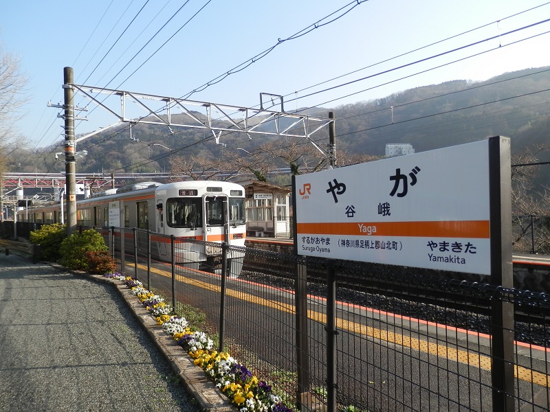 2両編成の沼津行き電車を見送る