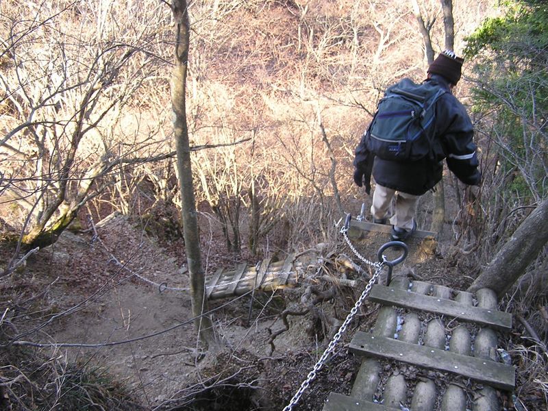 三峰山 -- 鎖と梯子の両方がある箇所