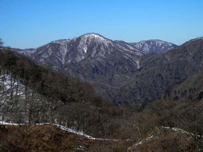鍋割山稜の向こうの檜洞丸と大室山