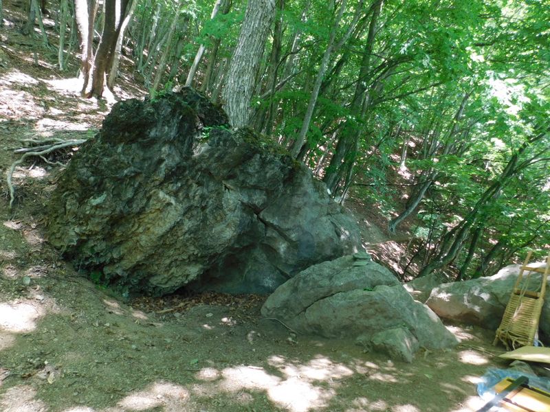 説明板を立てる作業