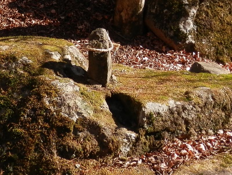 手前のくぼみが足跡だとして伝えられているらしい