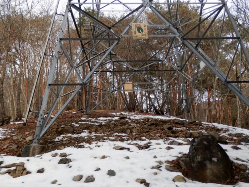 送電鉄塔の下で小休止