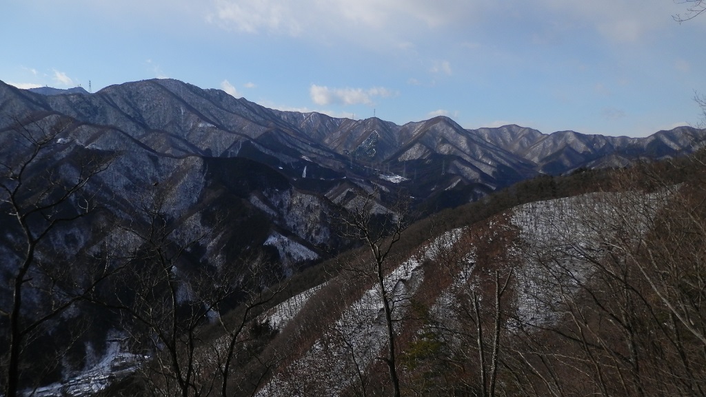 三ツ峠山、本社ヶ丸、大沢山、大洞山の連なり