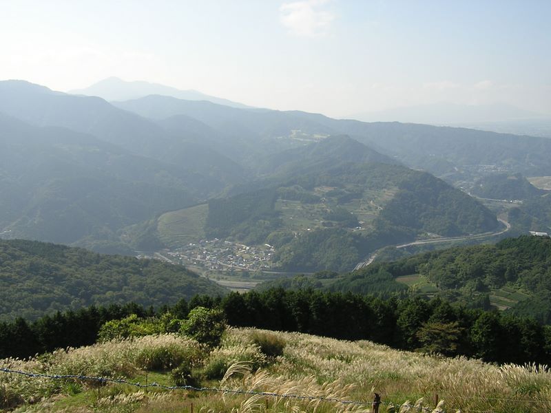 谷峨駅あたりを見下ろす