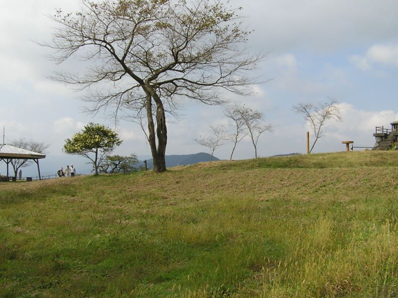 マイカーで来て山頂を散策する人々