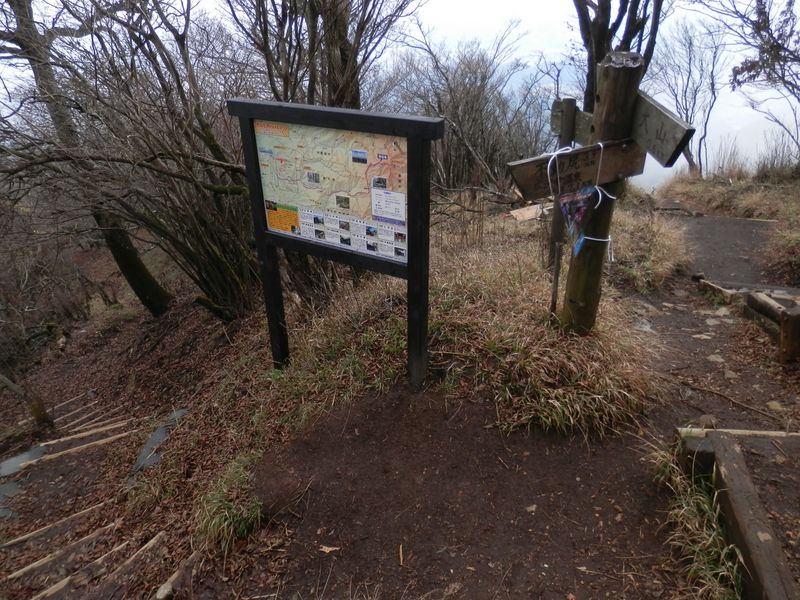 不動尻分岐から左の急な階段を降りる