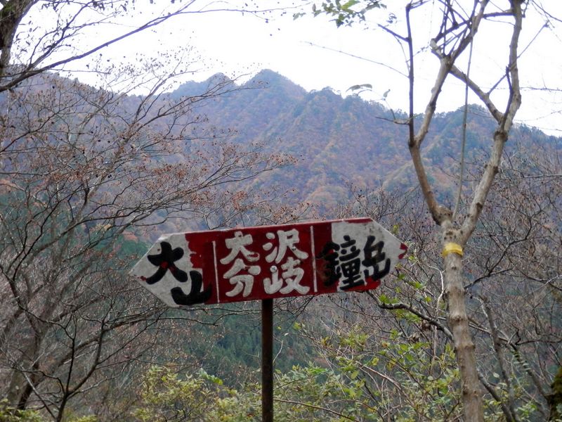 大沢方面と、日向薬師方面の分岐点