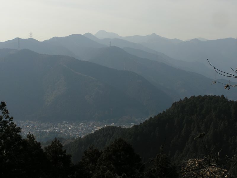 青梅丘陵 -- 中央に大岳山