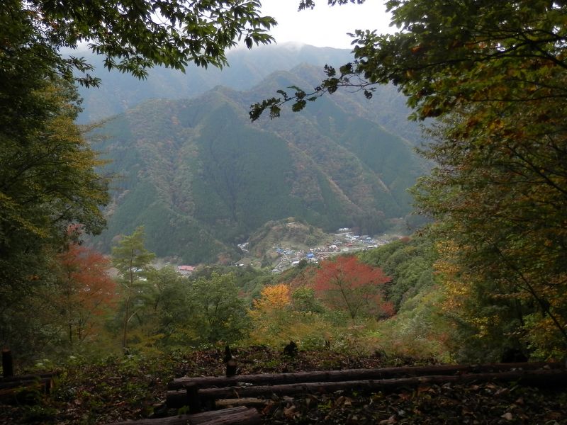 笹尾根西部 -- 丸木ベンチ三脚のある展望地