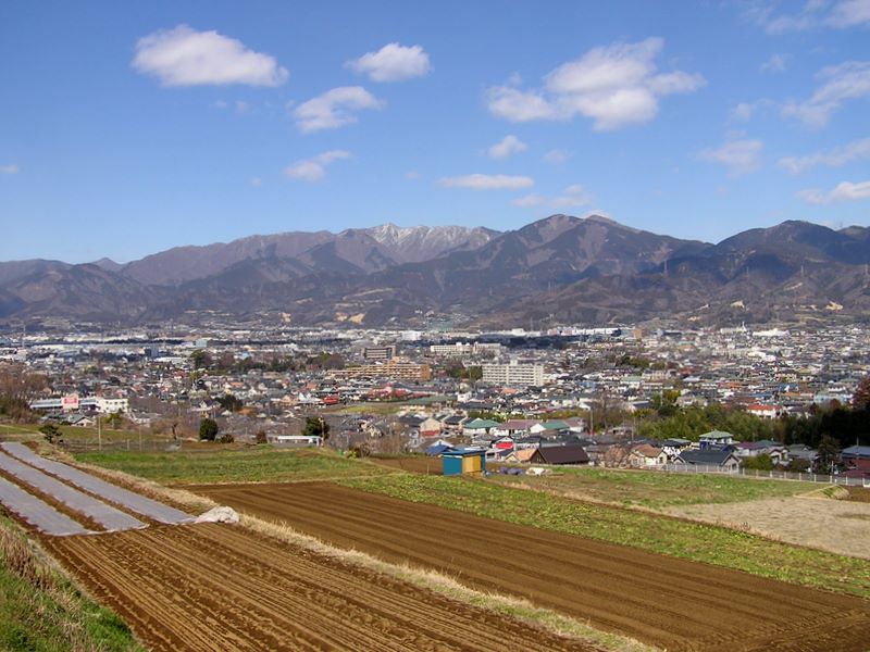 岳ノ台（右）、二ノ塔と三ノ塔（中央やや右）、塔ノ岳（中央）、鍋割山（中央左寄り）、同角ノ頭（左遠方）、雨山