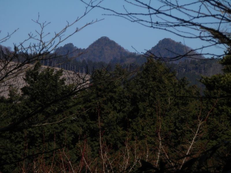 大山の右手に三峰山か