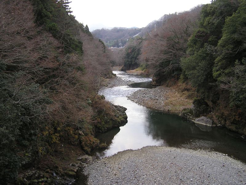 高柄山 -- 吊り橋から上流を望む