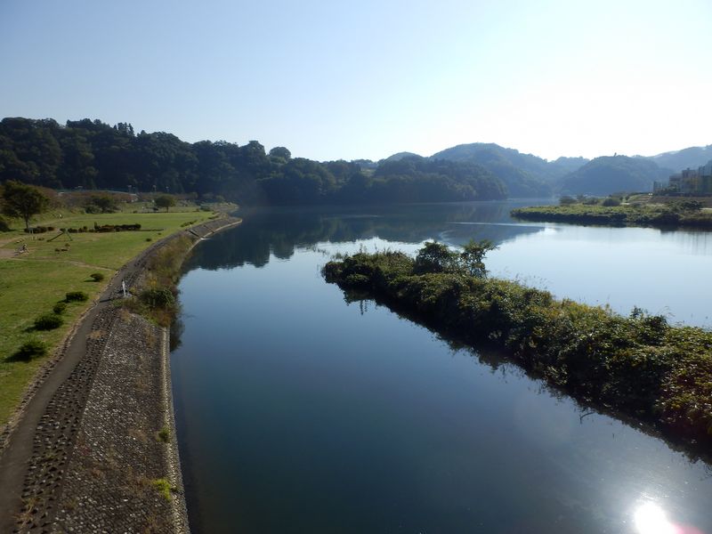 鏡面のような桂川