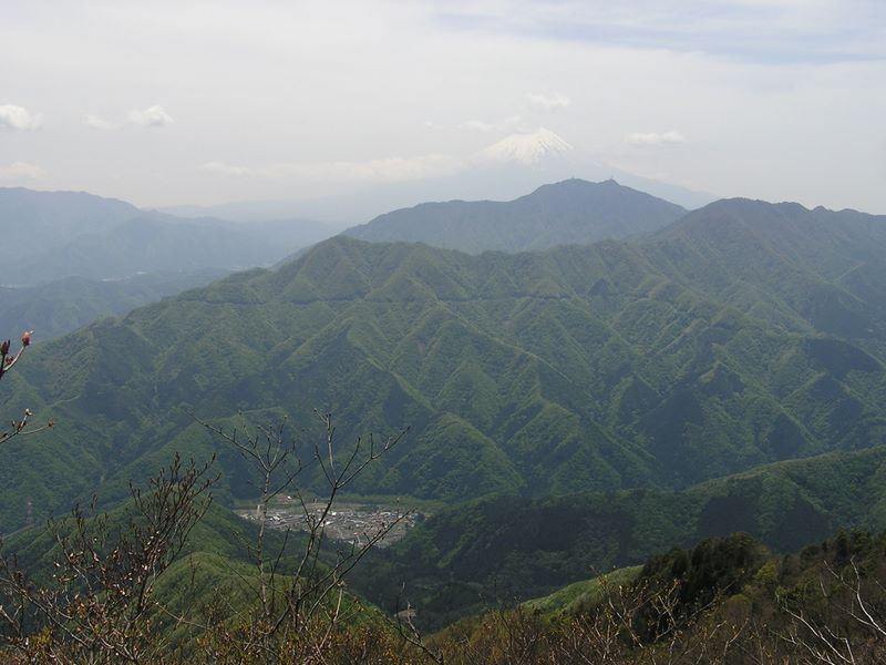 滝子山 -- 山頂から望む、富士、三ツ峠山、本社ケ丸