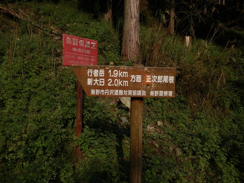 この道標では、正次郎尾根と改められている