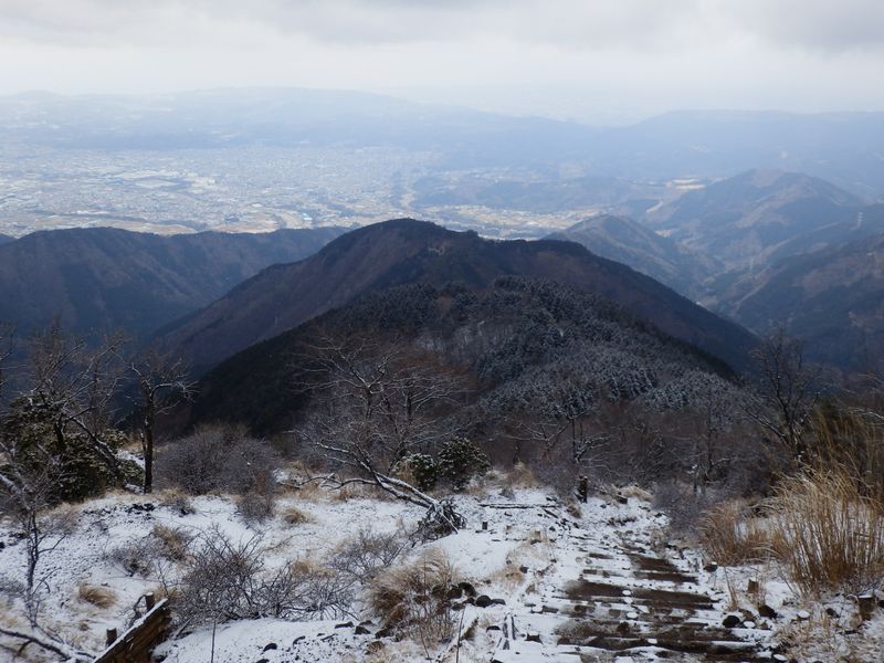 堀山と秦野市街地を望む