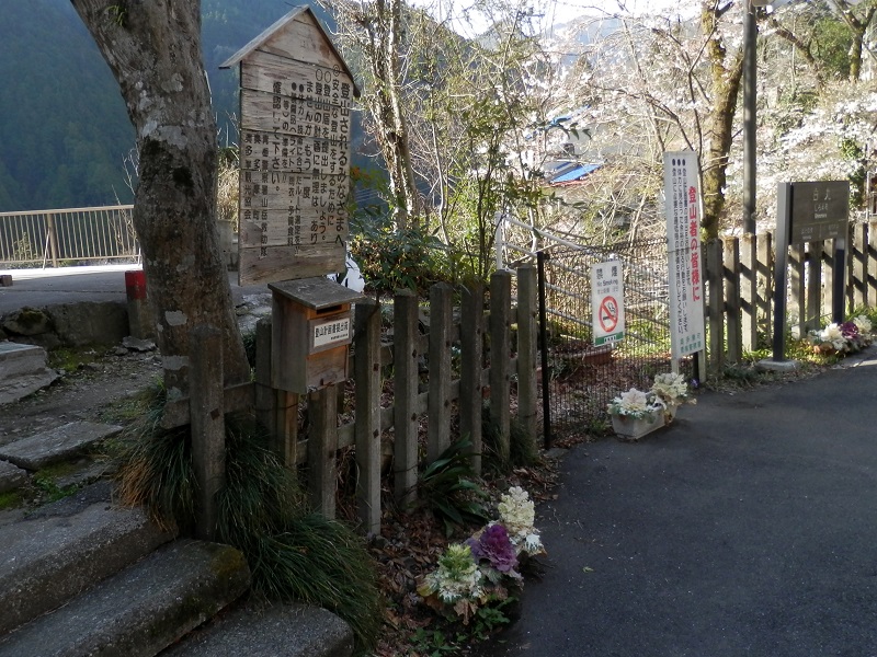 白丸駅のプラットフォームと登山ポスト