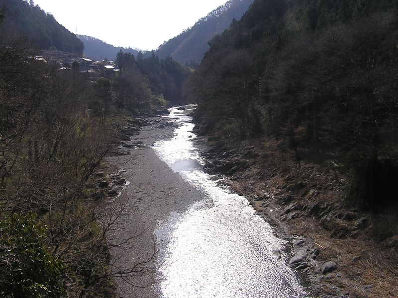 鉄五郎新道から大塚山 -- 寸庭橋の上より、多摩川下流方向を望む
