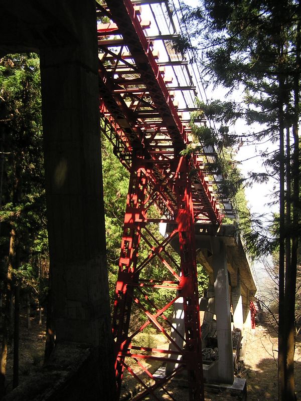 鉄五郎新道から大塚山 -- ケーブル軌道の下をくぐる