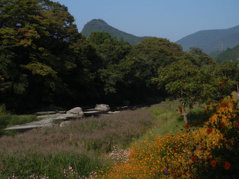 小和田橋を渡ると城山が見える