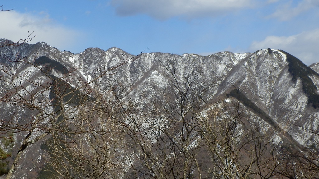 駒止茶屋上より、政次郎ノ頭（左）から烏尾山までを望む